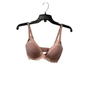 New NATORI Size 32DD FEATHERS PLUNGE T-SHIRT BRA Antique tint Pink